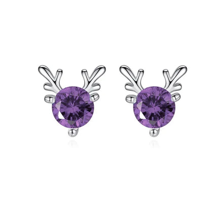 Deer Stud Earrings Cute Antler Charm CZ Crystal Gift For Girls Women 🎀🦌✨