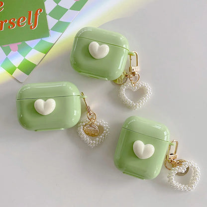 💕 Adorable 3D Heart Earbud Case for AirPods 🎧✨ - Cute Peach Love Design with Keyring! 🍑❤️ - Pixie Quill