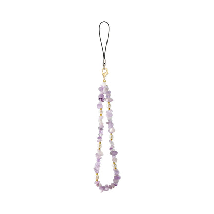 Kawaii Crushed Stone Phone Charm 🌈✨ | Natural Amazon Stone Hanging Rope for Keys & Bags 🎀📱