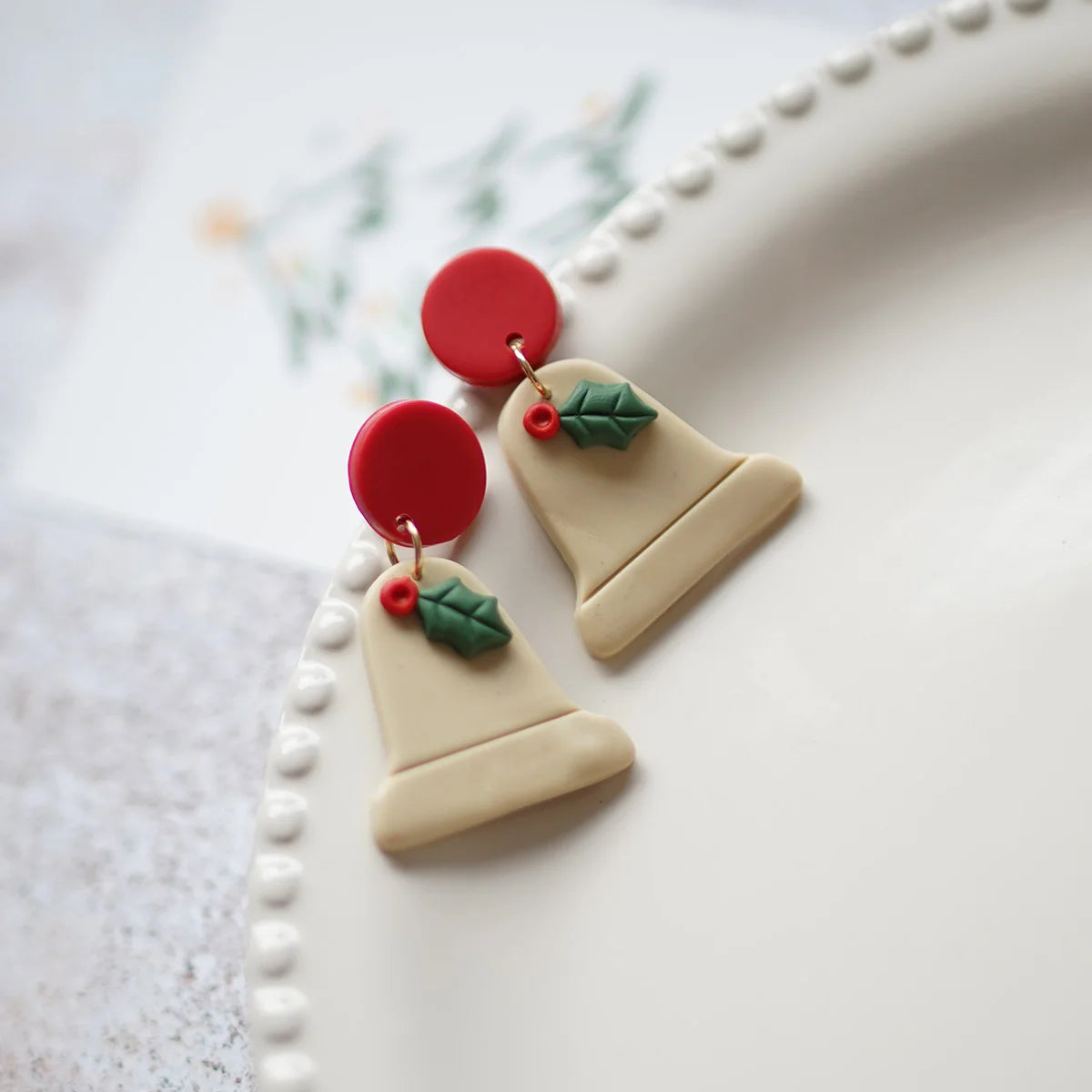 Cute Christmas Polymer Clay Dangle Earrings Santa Snowman Bell Gingerbread 🎄⛄️