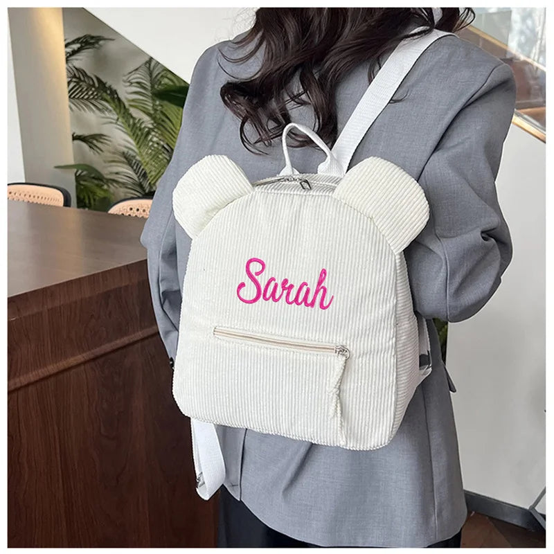 Kawaii Custom Teddy Bear Backpack 🎒✨ | Personalized Kids School Bag with Embroidered Name 🐻🎉 | Perfect for Birthdays & Children's Day Gifts!