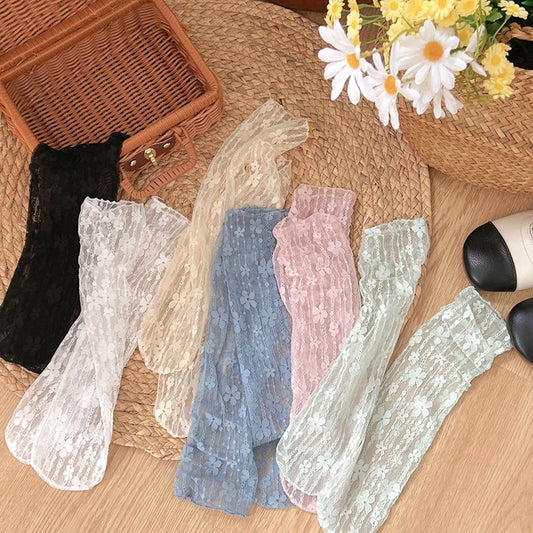 ✨ Whimsical Floral Lace Fishnet Socks 🌸 Soft & Breezy Fun Hosiery for Ladies! 🧦