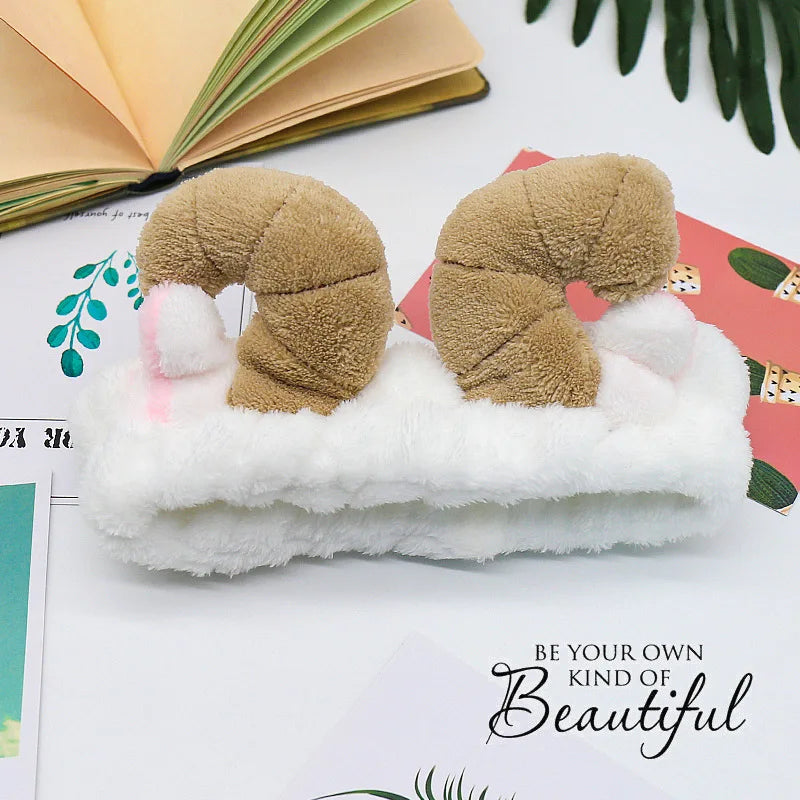 Women Wash Face Makeup Soft Coral Fleece Elastic Headband Head Wrap Cute Rabbit Bow Animal Ears Hairband Girl Hair Accessories