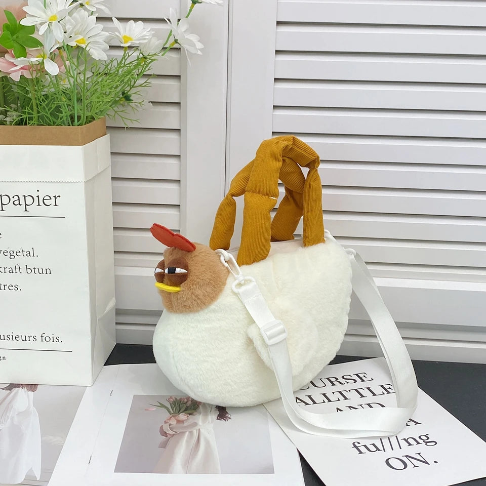 Kawaii Big Rooster Plush Crossbody Bag 🐓✨ Cute & Funny Shoulder Tote for All Occasions! 🌈💖