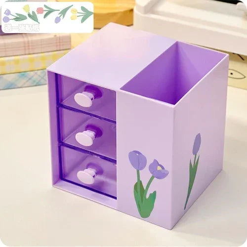 Cute Kawaii Pen Holder & Pencil Organizer 🐾🌈 - Adorable Multi-Functional Storage Box for Your Desk!