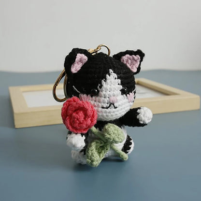 Handmade Kitten Crochet Keychain For Backpack Cute Cat Doll Pendant 🧶🐾