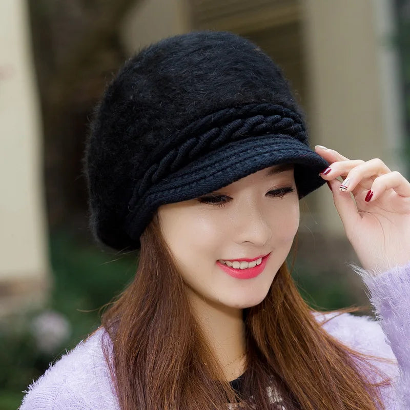 Cozy Korean Style Rabbit Hair Beanie For Women Warm Winter Knit Hat 🐰❄