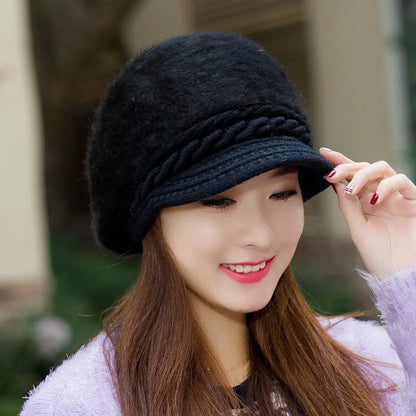 Cozy Korean Style Rabbit Hair Beanie For Women Warm Winter Knit Hat 🐰❄