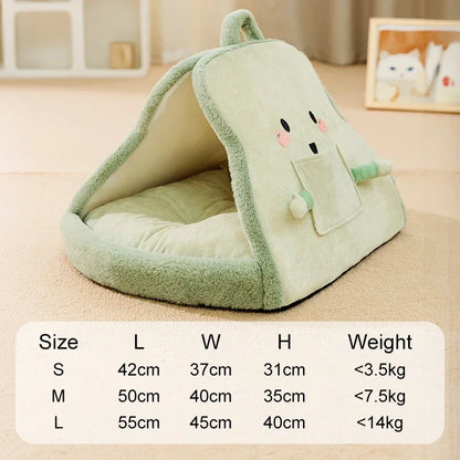 🌟 Cozy Cat Bread Nest 🐾 Adorable Winter Pet Tent for Deep Sleep 💤 Perfect for Small & Medium Furry Friends! 🐶🐱