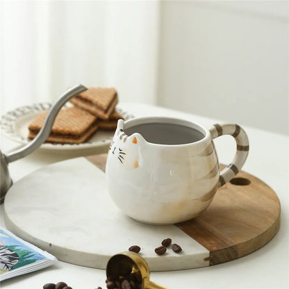 Adorable Cat-Shaped Ceramic Mug 🐱✨ - 380ml Kawaii Coffee, Milk & Water Cup!