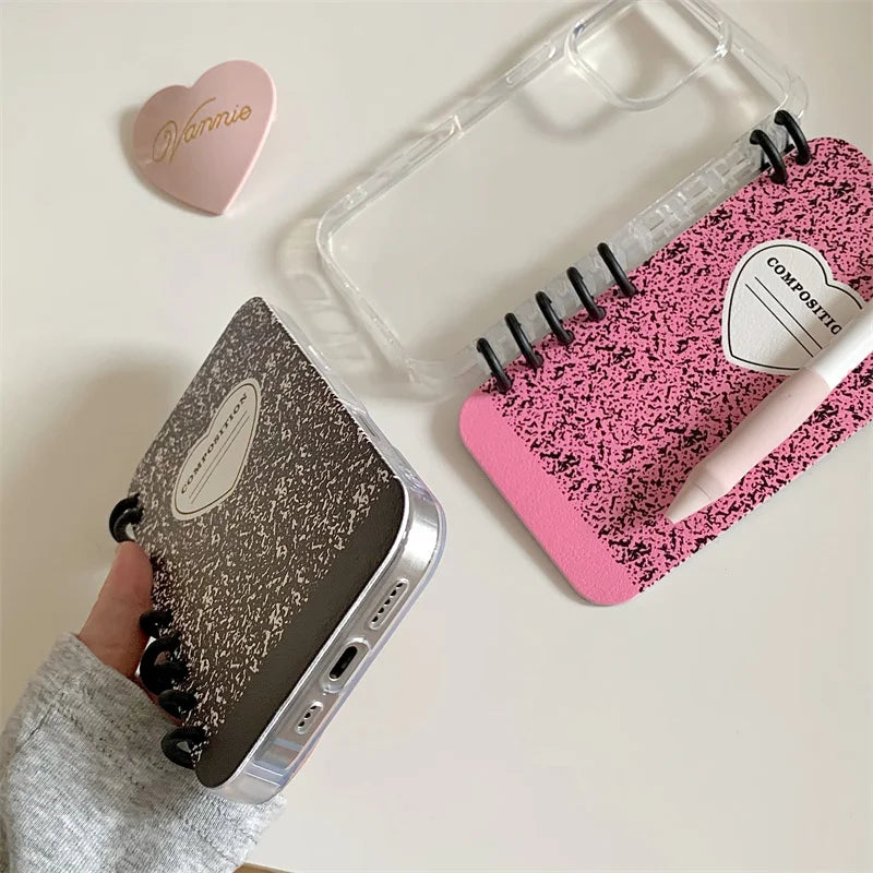 Kawaii Pink & Black Splashy Flip Phone Case for iPhone 13-16 Pro Max 📱✨🎨