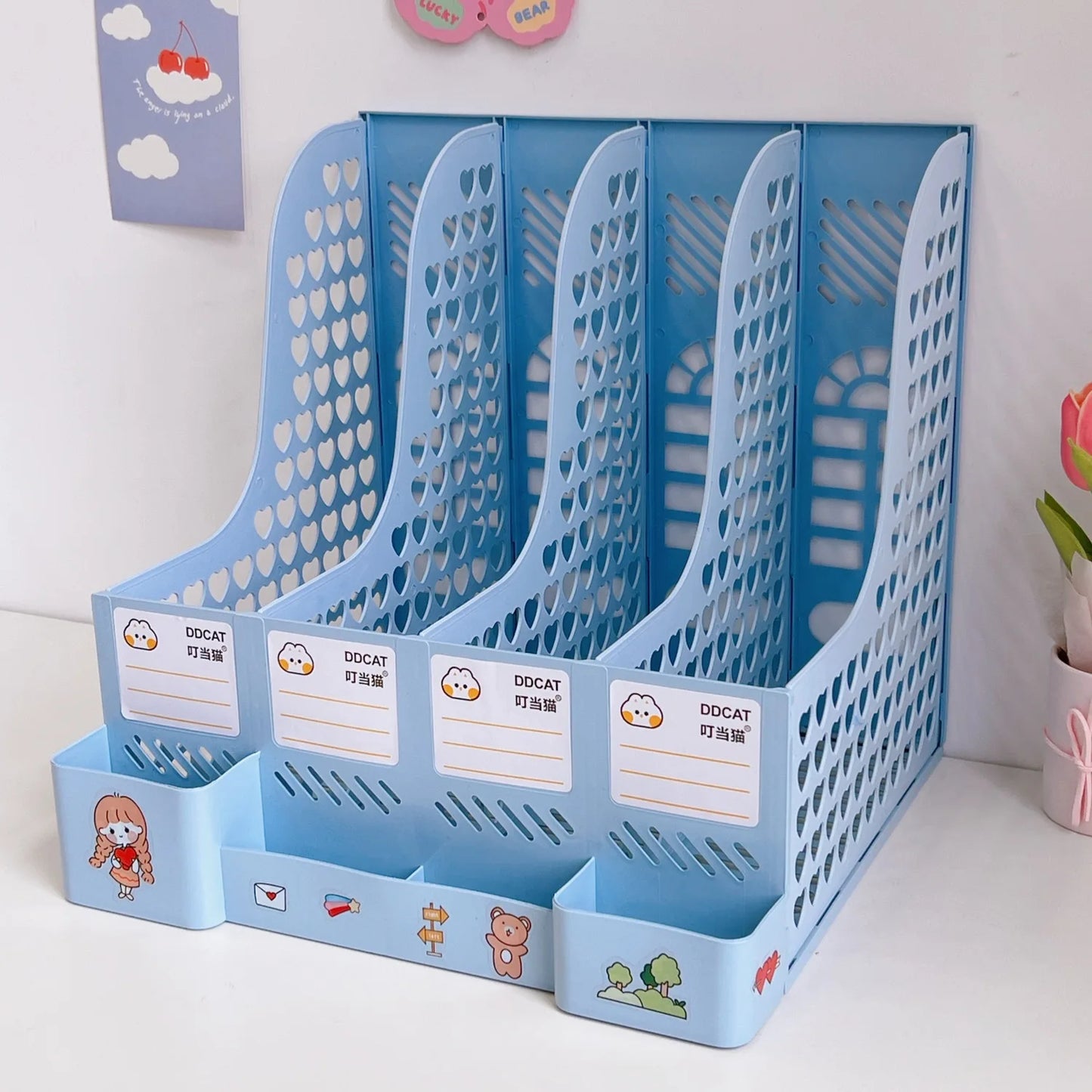 Kawaii Detachable File Storage Box 🌸✨ - Adorable Large Capacity Organizer for Students & Office! 📚💕