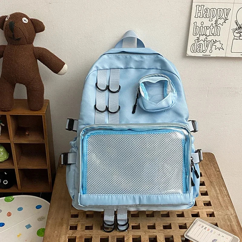 Collage Style Itabag Backpack For Teens Love Heart Transparent JK Laptop Bag 🎒💖