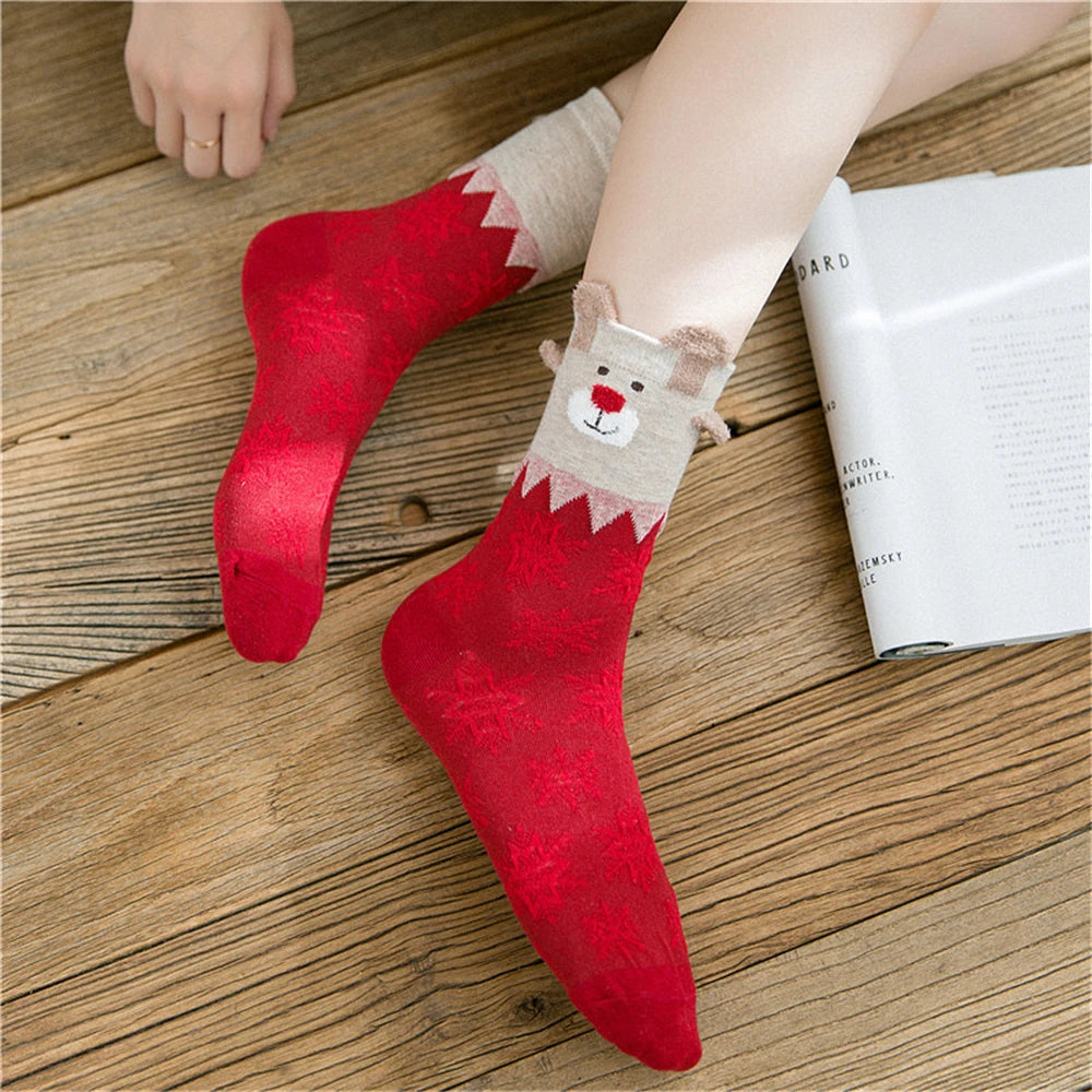 Cozy Winter Cartoon Socks For Women Cute Christmas Elk Deer Bear Gift 🧦🎄