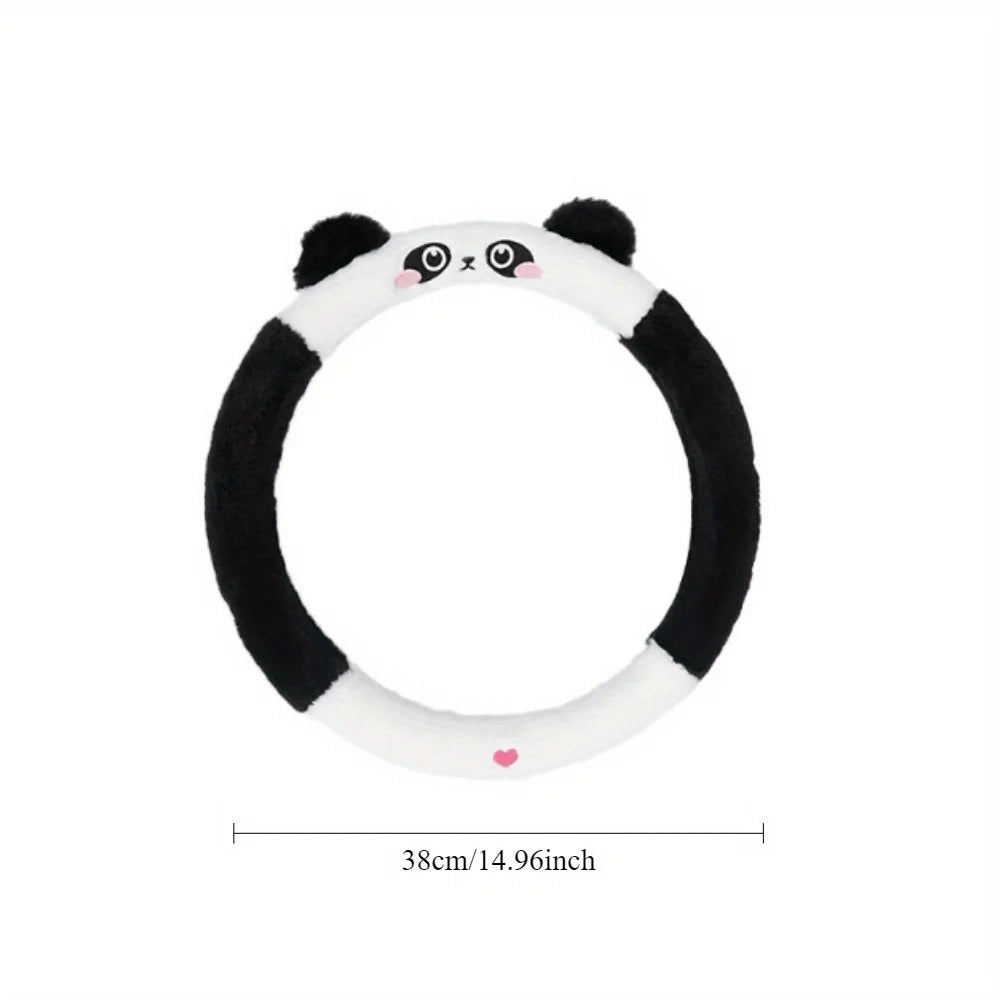 Kawaii Plush Cartoon Steering Wheel Cover 🌈✨ - Warm, Non-Slip & Adorable! 🐻💕
