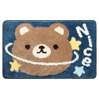 Kawaii Frog & Bear Plush Bath Mat 🐸🧸 | Non-Slip, Ultra-Absorbent Bathroom Rug for Cozy Decor! 🌟✨