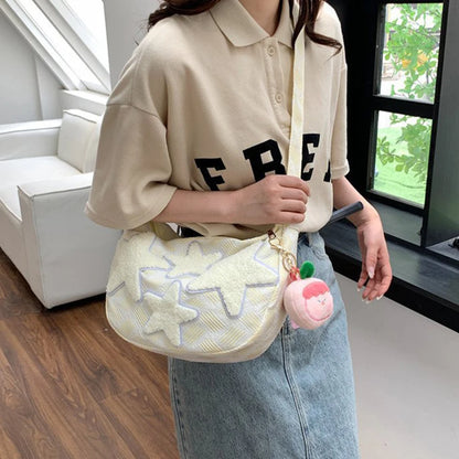 ✨ Kawaii Canvas Dumpling Messenger Bag 🌙 Cute Star-Embroidered Crossbody 💖