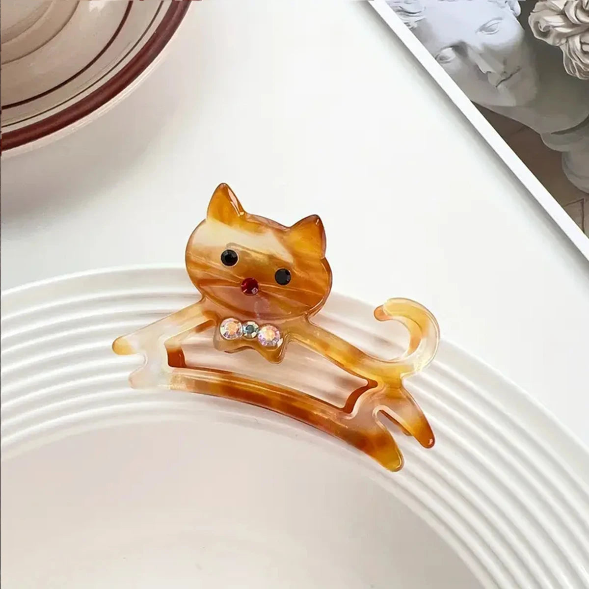Korean Cute Cat Hair Clip for Half Ponytail Women 🐱✨ Sweet Bow Accent