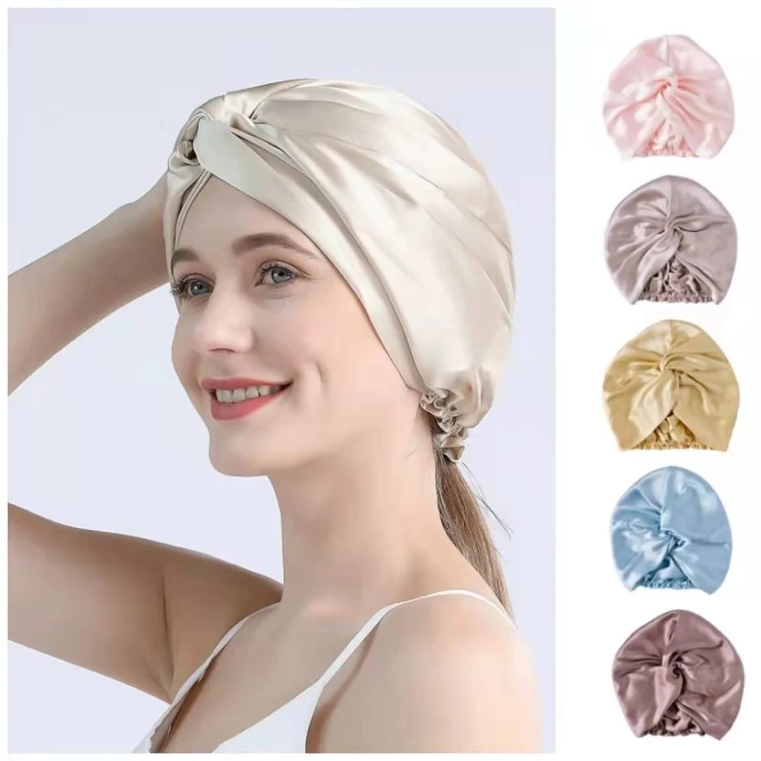 ✨ Kawaii 100% Mulberry Silk Twisted Turban Bonnets for Dreamy Nights 🌙💕 - Luxurious Hair Wraps for Curly Queens! 👑✨