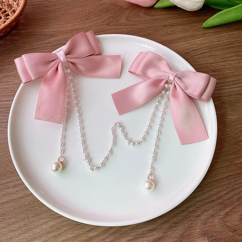 🌸 Sparkling Princess Pearl Bow Hair Clip 🌟 Adorable Hairpins for Girls! 🎀✨