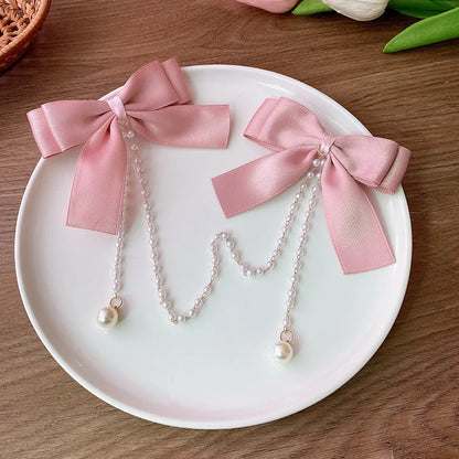 🌸 Sparkling Princess Pearl Bow Hair Clip 🌟 Adorable Hairpins for Girls! 🎀✨