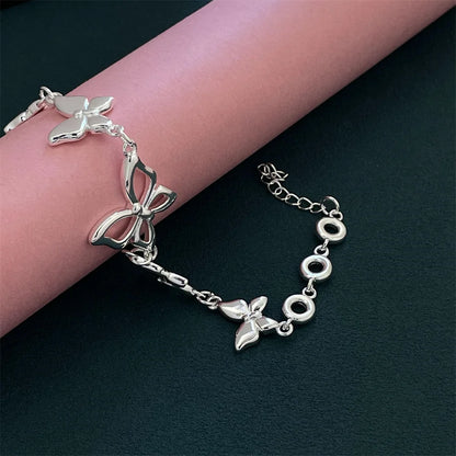 Kawaii 925 Sterling Silver Butterfly Bracelet 🦋✨ | Adorable Women's Engagement Jewelry Gift