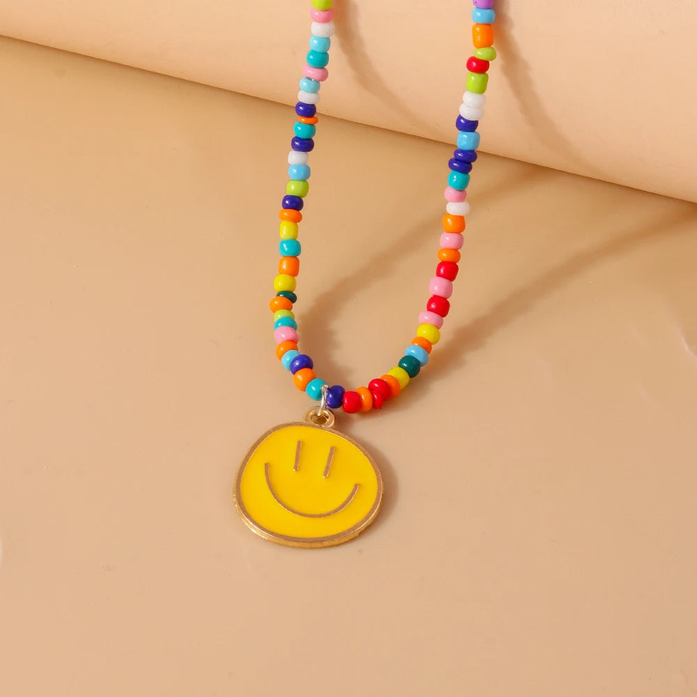 Kawaii Irregular Round Smile Face Necklace 🌈✨ - Perfect Gift for BFFs & Kids! 🎁💖