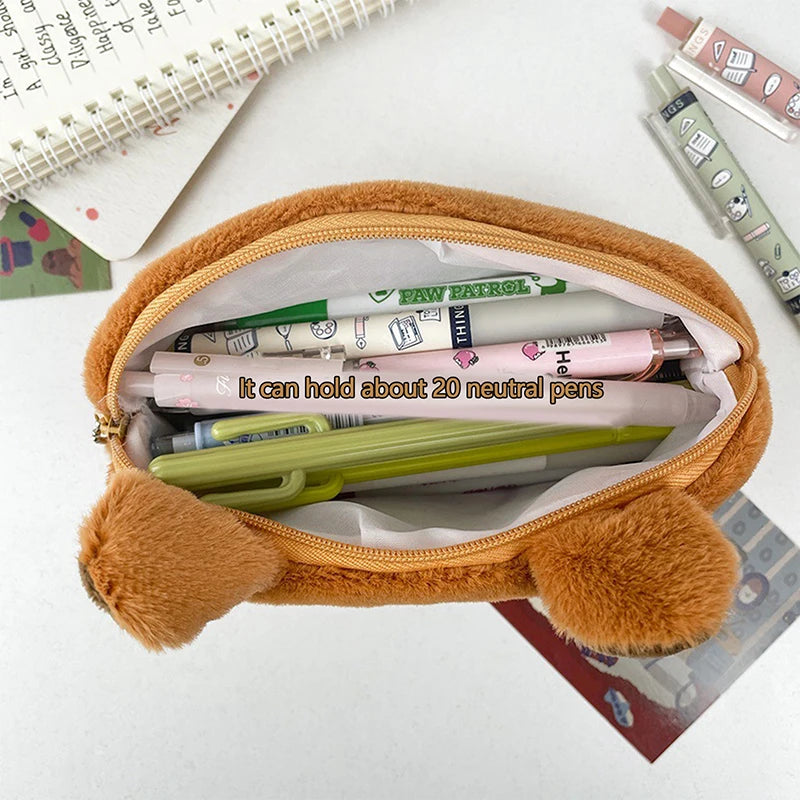 Capybara Cuddle Pouch 🦙✨ Adorable Plush Pencil & Cosmetic Case 🎒💖 - Pixie Quill