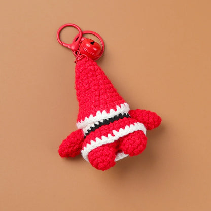 Whimsical Crochet Santa Keychain Plush Ornament Handmade Xmas Decor 🎄🧶