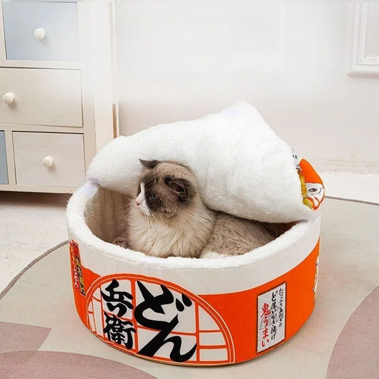 Kawaii Instant Noodle Cozy Pet Bed - Snuggle Haven for Furry Friends 🐾🍜✨