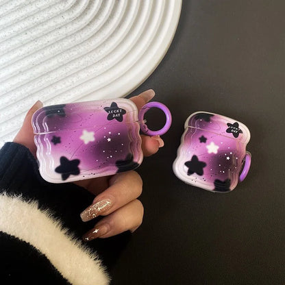 🎀 Adorable Korea Cartoon Stars Wave Case for AirPods Pro 2nd & 3 🎧✨ Cute Fashion Cover for Trendy Girls! 🌟 - Pixie Quill