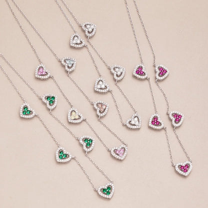 Kawaii Sparkling Heart Pendant Necklace 💖✨ | S925 Silver with 5A Zircon | Perfect Gift for Girls & Women 🌟