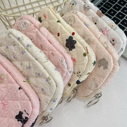 Kawaii Cartoon Makeup Pouch 🐰✨ | Cute Travel Lipstick & Earphone Organizer Bag 🎀💄 - Perfect Gift for Women!