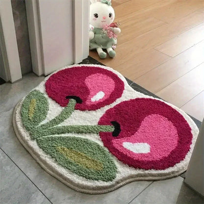 Cherry Blossom Fluffy Doormat 🍒✨ - Soft & Absorbent Rug for Bathroom & Bedroom 🛁💖