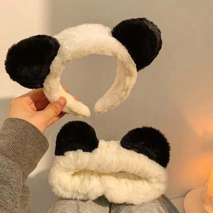 Plush Panda Ears Headband For Women Wash Face Holder Hair Accessory 🐼✨