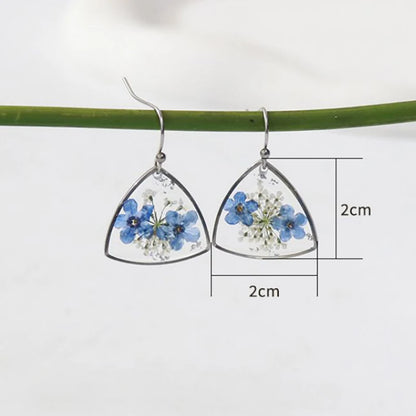 Elegant Pressed Flower Earrings For Women Natural Blue Floral Drop Earrings Handmake Epoxy Resin Plant Earring Jewelry Wholesale
