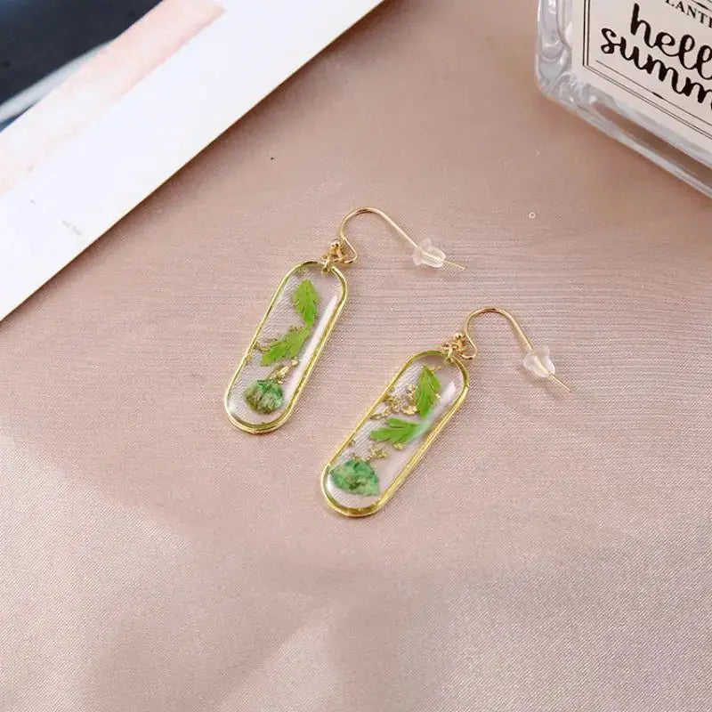 Pastel Pressed Flower Resin Drops Earrings 🌸 Elegant Geometric Jewelry For Women