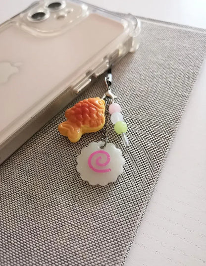 Japanese Street Food Charm Keychain Taiyaki Dango Narutomaki Delights 🐟🍡