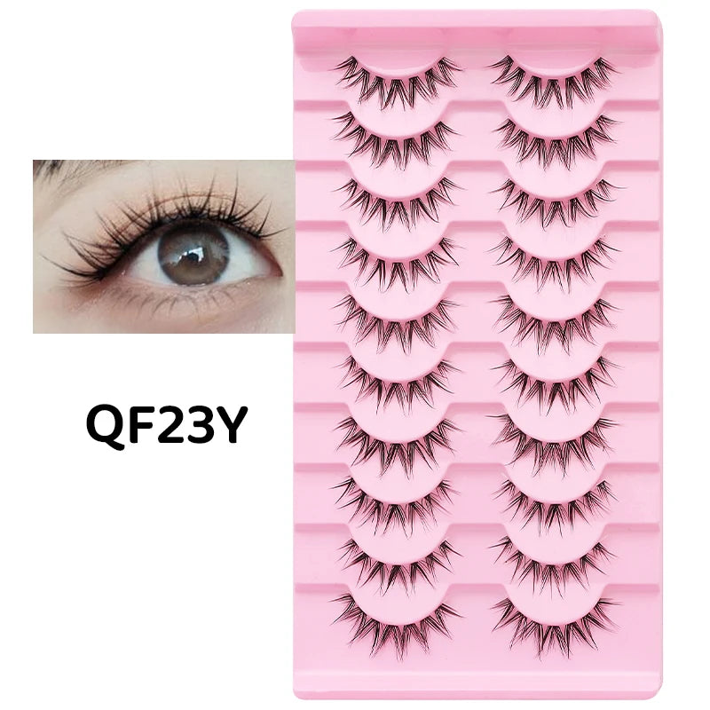 Adorable Manga Style False Eyelashes 10 Pairs Natural Full Strip Lashes For Anime Look Makeup ✨🐰🎀🌸