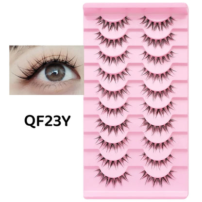 Adorable Manga Style False Eyelashes 10 Pairs Natural Full Strip Lashes For Anime Look Makeup ✨🐰🎀🌸