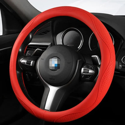 Kawaii Nappa Leather Steering Wheel Cover 🎀✨ | Cute & Stylish Universal Car Accessory for All Seasons 🚗💖