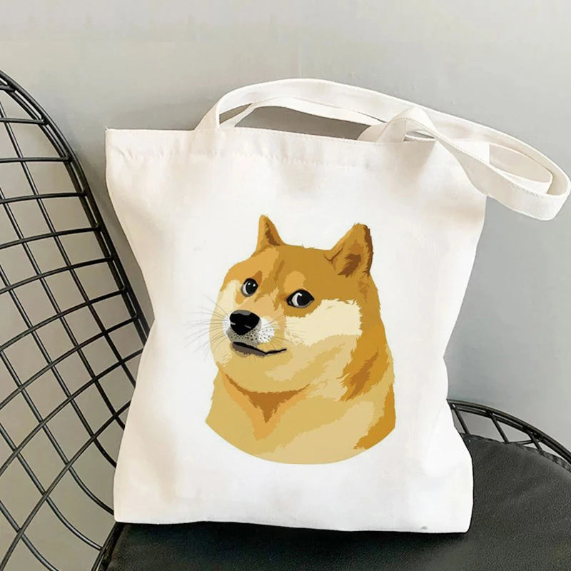 Shiba Inu Delight 🐶✨ Adorable Canvas Tote for Fun-filled Adventures! 🎉💖 - Pixie Quill