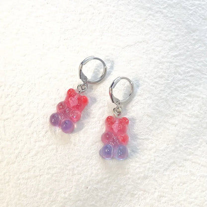 🌈 Sweet Rainbow Bear Dangle Earrings 🍬✨ Cute Acrylic Drop Jewelry for Trendy Girls! 🐻💖