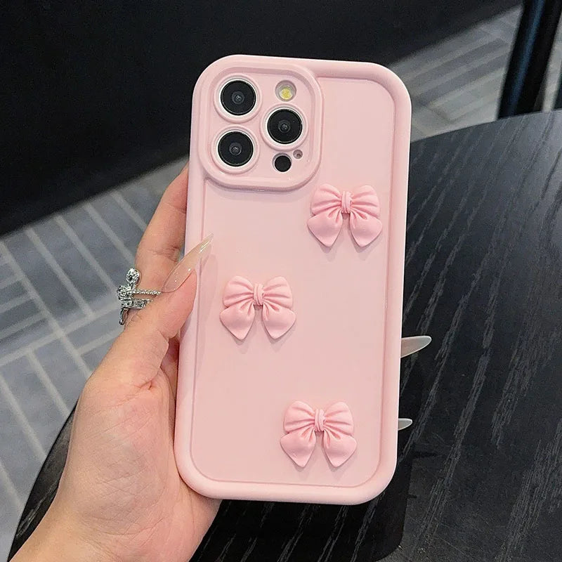 Kawaii 3D Pink Butterfly Silicone Phone Case 🦋✨ | Soft & Shockproof Cover for iPhone 16/15/14/13/12/11 Pro Max XS XR X 7 8 Plus SE 💖