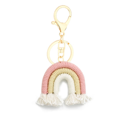Kawaii 5cm Rainbow Tassel Keychains 🌈✨ | Cute Macrame Car Keyring & Bag Charm for Women 💖💼