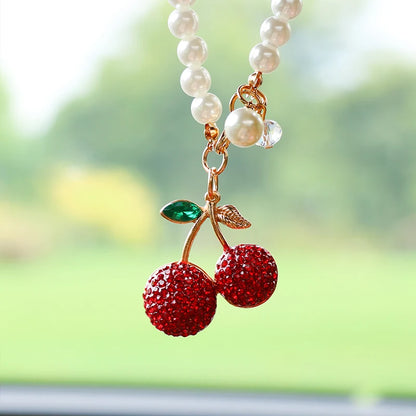 Kawaii Cherry Blossom Diamond Pendant 🌸✨ - Adorable Car Rearview Mirror Accessory & Gift! 🚗💎