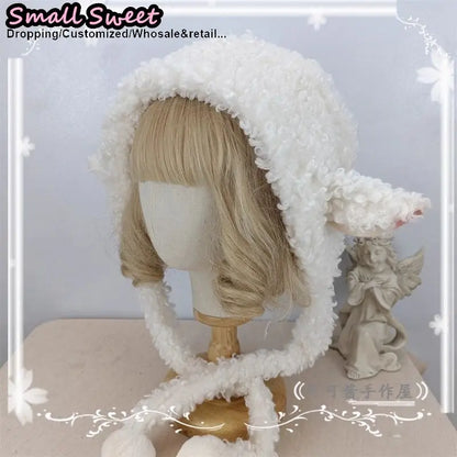 Fluffy Sheep Ears Beanie For Women Warm Winter Y2K Gothic Lolita Style 🐑❄️