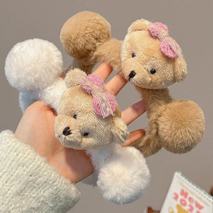 Kawaii Cartoon Bear Bow Plush Hairband 🐻🎀 - Adorable Non-Slip Women's Headgear for Every Season!