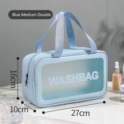 Kawaii Waterproof Travel Makeup Bag 🌟✨ | Cute Transparent Cosmetic Organizer for Women 💖✈️