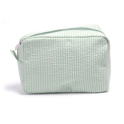 Kawaii Personalized Seersucker Makeup Bag 🎀✨ | Custom Embroidered Name | Cute Bridesmaid Gift 💖💄